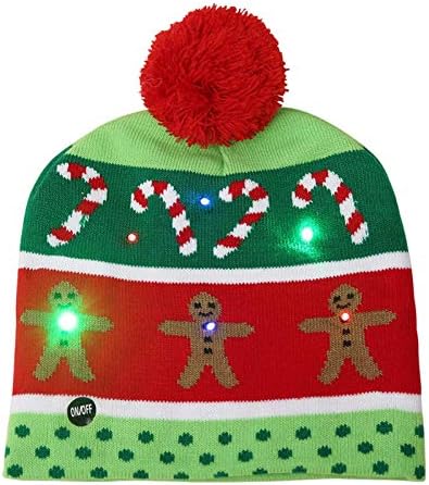 Thtnjy ги предводеше Божиќните капа мажи жени топла плетена зимска капа осветлена плетена капа за деца Нова Година украси