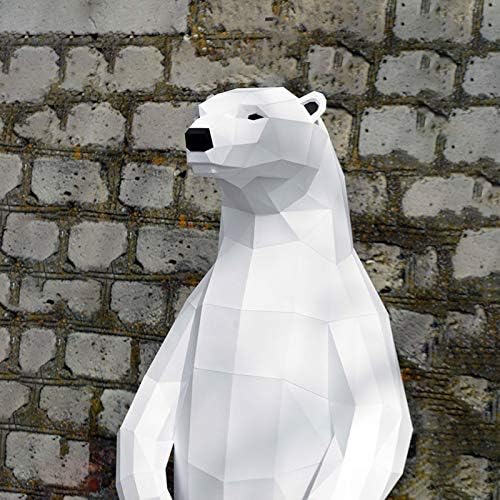 WLL-DP Поларна мечка хартија скулптура DIY пред-исечена хартија занает Рачно изработена 3Д животинска хартија модел Дома декорација Геометриска