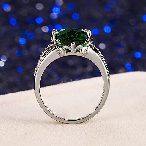 Womenените дијамантски зелени цирконија прстен дами накит ангажиран прстен моден прстен