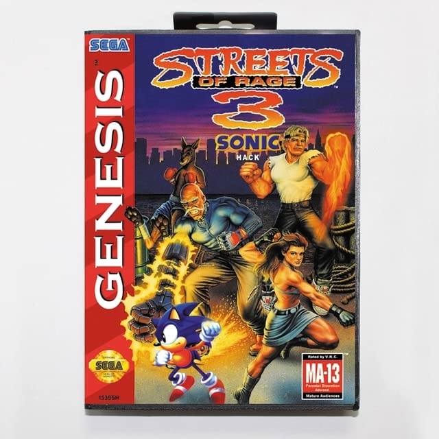 Улици на Rage 3 Sonic верзија NTSC-USA 16 Bit MD картичка со игра со кутија за малопродажба Genesis-US Box Box