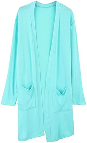 Suique Fall Solid Color Cardigan за жени обичен декоративен џеб со долги ракави, џемпер за џемпер, драпев палто, S-XXL