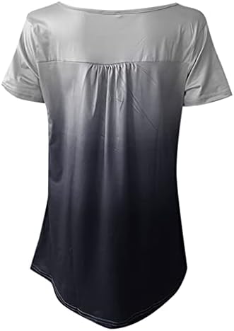 Fragarn летни врвови за жени 2022 година со кратки ракави, женски обични цврсти копче, плетена маица блуза, обична ручана врата