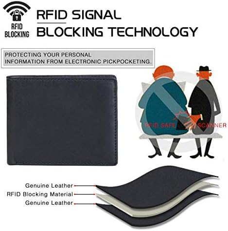РФИД блокирајќи оригинален кожен паричник за мажи-измет како патување бифолд/ултра силен шевови/тенок Билфолд/подарок за него