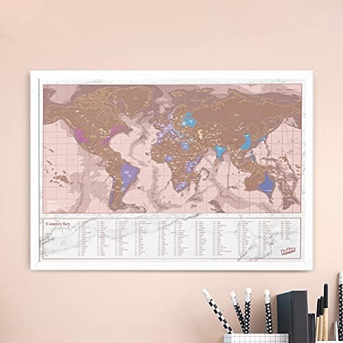 Лаки од Лондон | Мапа за гребење на розовото злато за патување со злато | Светска мапа за гребење уметност | Гребење на мапата