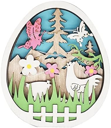 Поштенски украс дрвени велигденски јајца десктоп украс со лесен велигденски таблета занает занает за занаетчиски дрвени занаети пролетен декор