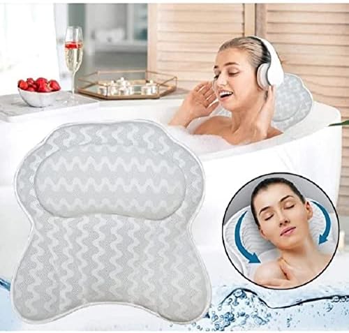 Перница за бања, додатоци за када што се перат со 3Д-воздушна мрежа дебела мека и силна чаши за вшмукување перница за бања, ултра-мека перница
