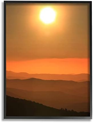СТУПЕЛ ИНДУСТРИИ Топло зајдисонце небото слоевит планински опсег Пејзаж фотографија Црна врамена wallидна уметност, 11 x 14, портокалова