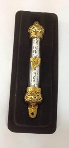 Златен позлатен Мезуза со свиток Мезуза Јудаица направен во Израел