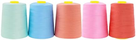 Занаети со мандала сите намени за шиење на нишки за шиење - конуси на навој со пастел 5 пакувања - 40 -ти/2 30000 yds Пастелна полиестерска