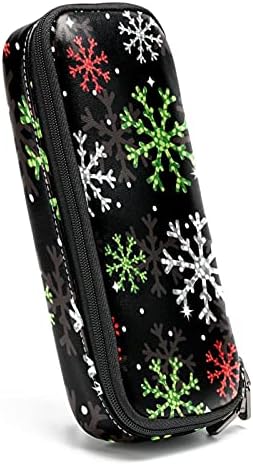 Прекрасна Божиќна снегулки образец кожен молив со молив, торба со пенкало со двојна вреќа за чување торби за канцелариски торби за училишна