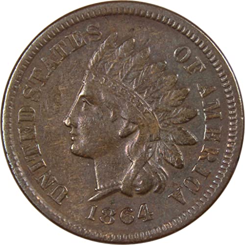 1864 L Indian Head Cent vf Многу фино бронзено денар 1C US Coin Sku: i359