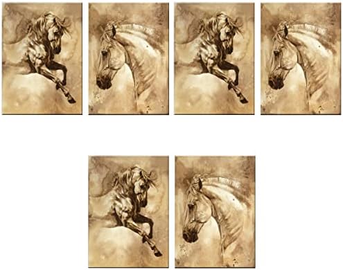 3 парчиња нерасположени две панели на платно wallидни уметности модерни маслени слики Декоративни апстрактни коњи за коњи за