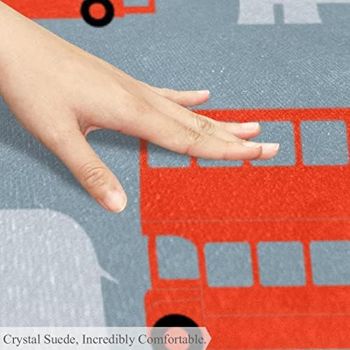 Llnsupply 5 ft круг килим за игра со низок куп, автобус и илустрација на слонови, сино бебе ползи подни душеци игра игра ќебето