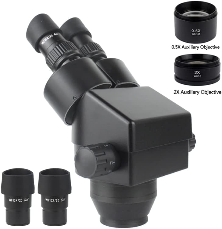Бинокуларно зголемување на микроскоп Континуирано зумирање 7x-45x Стерео микроскоп глава + WF10x/20mm Eyepiece за телефонски лемење на PCB