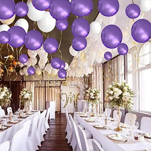 Виолетови Балони, 60 парчиња Лаванда Металик Виолетова Балон Венец Лак Комплет, Виолетова Различни Големини Латекс Балони За Забава Роденден