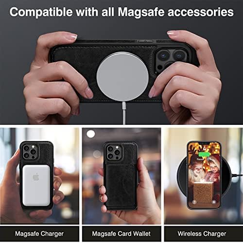 Lohasic Компатибилен Со Iphone 14 Pro Max Случај, За Mag-Безбеден Паричник Премиум Кожен Магнетски Мек Држач За Картички Што Се