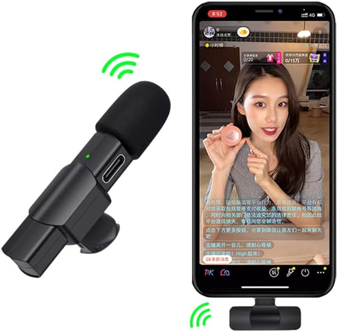Безжичен лавалиер микрофон за iPhone и тип-C телефонски снимање на видео за видео во живо на YouTube, не е потребна апликација
