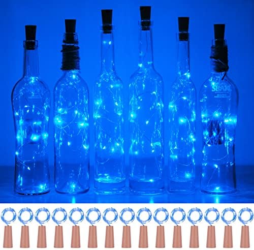 Вино шише плута светла 15 пакети 10 LED 40 инчи батерија управувана сребрена жица алкохол шише самовила мини жици светла за забава Божиќна