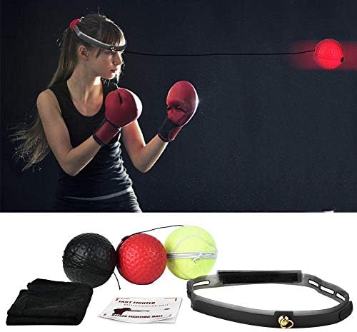 3 парчиња боксерска топка за обука, Reflex Boxing React Training, Boxing Reflex Speed ​​Training Set со глава лента