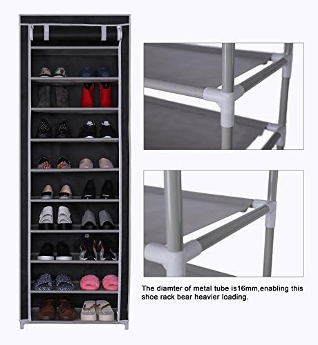 Homebi 10-ниво решетката за чевли 30 пара чевли чевли чевли за складирање на кабинет за складирање на кабинет за преносни подигање со