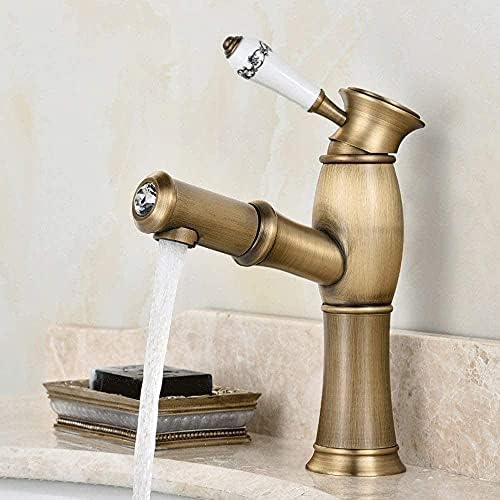 Xyyxdd Faucet, бронзена античка античка басен за влечење, топла и ладна вода, ретро телескопски мијалник за мијалник за миење садови