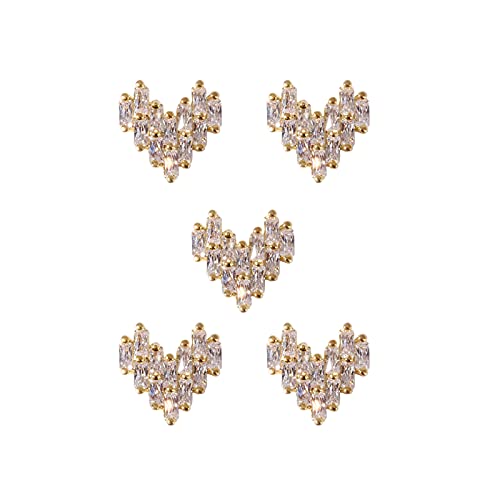 Декорација на ноктите преносен облик на срцева накит за нокти мал за салон за нокти 5 парчиња сребро