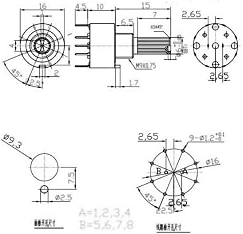 Gooffy Rotary Encoder 10PCS RS16 Пластичен прекинувач за ротациони ленти од 16мм 2 Пол 3 4 Позиција 1 Пол 5 6 8 Позиција на рачката на