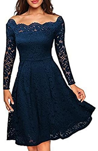 Фустан со краток ракав, женска обична фасија цврста боја без широко распространетост на половината со долги ракави со голема чипка