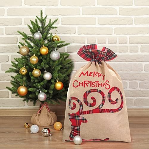 Божиќни Чанти Со Врвки За Влечење Божиќни Чанти За Пакување Подароци Пластични Божиќни Кеси За Повеќекратна Употреба За Подароци Украси