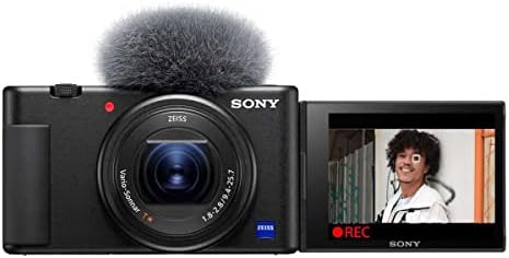 Sony ZV-1 Компактен 4K HD дигитална камера, црн пакет со комплет за додатоци Vlogger, компјутерски пакет со софтвер, торба за рамо,