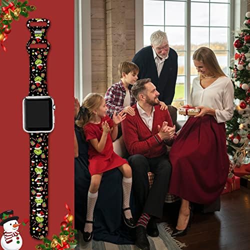 Божиќен Празник Бенд За Часовници Компатибилен со Apple Watch 38мм 40мм 41мм 42мм 44мм 45мм Силиконски Ремен За Замена На Нараквици За Жени