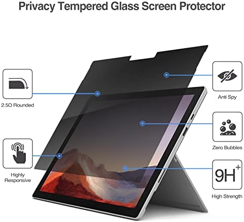 Заштитник на екранот за приватност на Procase за Surface Pro 7 Plus, Pro 7, Pro 6, Pro 5, Pro 4 пакет со Case за 12.3 Surface Pro 7