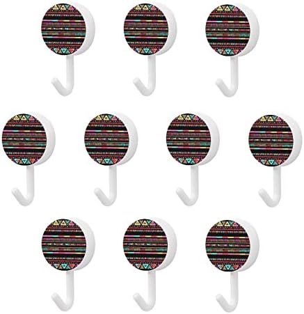 Обоени ленти племенски лепливи куки сет од 10 тркалезни пластични куки без куки за wallидови за нокти за кујнска бања домашна канцеларија
