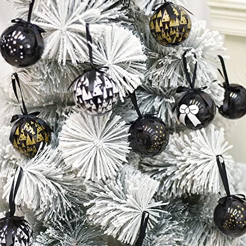 Големи божиќни украси со топка црна распрскувана чиста божиќни украси постави топка со висечки украси за Божиќни топка за празнична