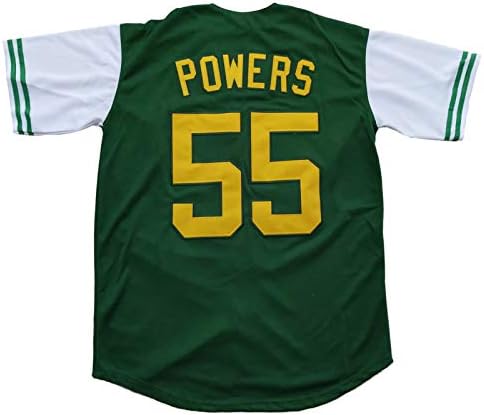 NJека Кени Пауерс 55 Бејзбол Jerseyерси кошула исток и Даун Бејзбол дрес зашиена