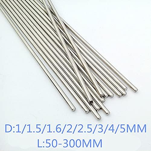 20 парчиња тркалезна шипка од не'рѓосувачки челик, Д 1/1,5/1,6/2/2,5/3/4/4/5мм должина 50-300мм метална шипка за шипка за дел од