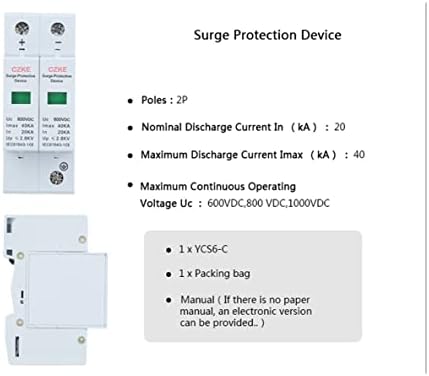 Инфри 2P DC 600/800/1000VDC уред за заштита на пренапони 20-40KA SPD House Surge Protector