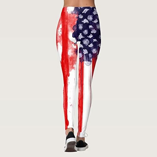 4 јули Хеланки За Жени Знаме На САД Јога Со Висок Струк Хеланки За Трчање Ултра Меки Еластични Удобни Панталони За Вежбање