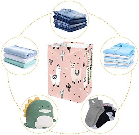 Облеката ОД ЏРОУ Го Попречува Кактусот Од Розова Лама Голема Корпа За Складирање Корпа За Складирање Облека Алишта За Перење