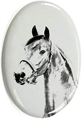 Арт Дог Рибар Морган Коњ, овална надгробна плоча од керамичка плочка со слика на коњ