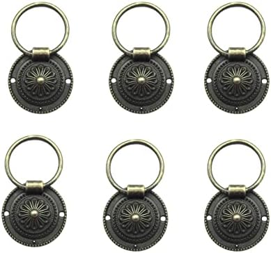 Peprmroe 6 парчиња Антички бронзени копчиња на кабинетите на кабинетот Повлечете ја фиоката за влечење прстен рачки за прстени