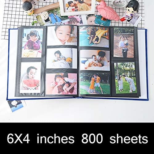 Лесен цијан 800 листови Фото албум 6x4 инчи Интерстицијална црна внатрешна страница Семејство за семејство за раст