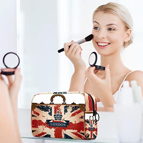 Мала Торба За Шминка, Патент Торбичка За Патување Козметички Организатор За Жени И Девојки, Шема За Патни Торби Со Британско Знаме
