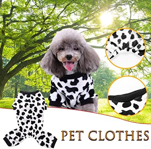 Зимска опрема за кучиња, кравјо печатено милениче облека Зимски пижами миленичиња џемпер од мантил за куче