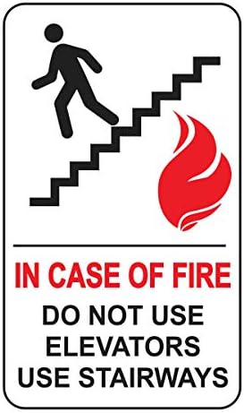 Во случај на пожар, не користете лифтови Користете знак на скалила за јавна безбедност, исполнете ги кодовите за безбедност од пожари,