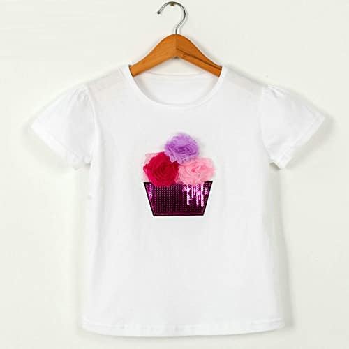 Детско дете маички за девојчиња за бебиња лето симпатична цветна принт со кратки ракави, врвови облеки облека за момчиња девојчиња