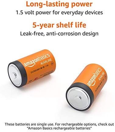 Основи на Амазон 24 пакувања Д клетки сите намени алкални батерии, 5-годишен рок на траење, лесен за отворена вредност пакет и 12 пакувања