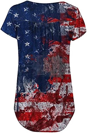 4 јули Туника Блузи За Жени Американско Знаме Скријте Маици Со Маснотии Во Стомакот Лето Лежерно Копче Со Кратки Ракави Горе В Врат
