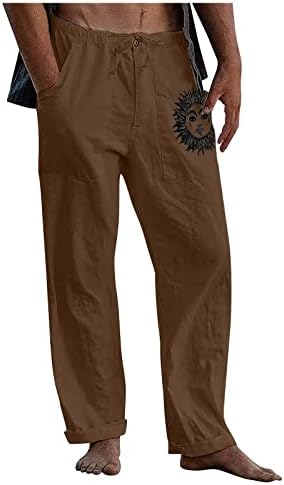 Дудубаби Машки Панталони За Влечење Машки Лежерни Лабави И Удобни Секојдневни Панталони Памучни Ленени Печатени Панталони Со Врвки