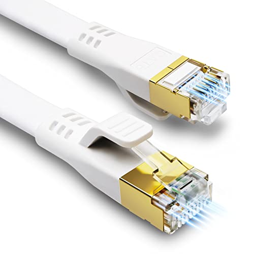 Hugin Cat 8 Ethernet кабел 50 ft, голема брзина Flat CAT8 40GBPS 2000MHz побрзо од CAT7/CAT6/CAT5, LAN кабел за печ-кабел со златен обложен